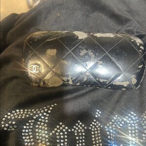 Chanel Black Quilted Sunglasses Case with Chanel Frames inside